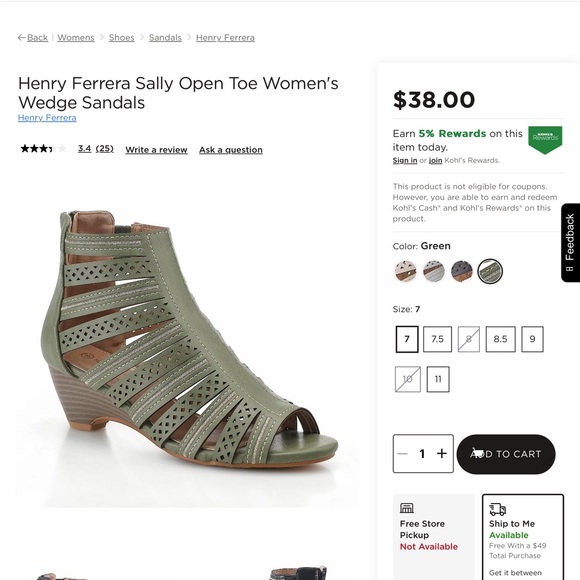 Henry Ferrera Open Toe Wedge Sandals - Size 9 - Picture 8 of 9